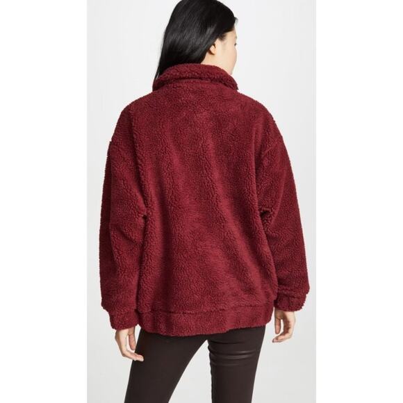 I.AM.GIA Pixie Teddy Jacket Burgundy Red Size XS Full Zip Oversized Revolve - Picture 2 of 14